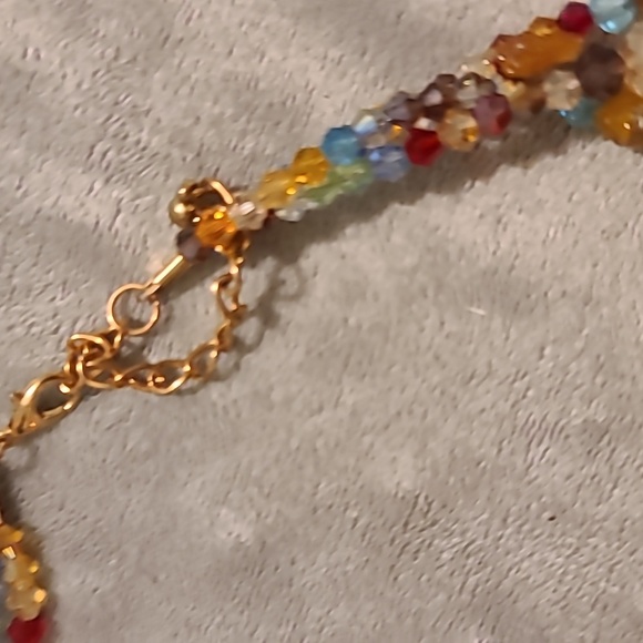 Multi Color Crystal Necklace Gold Necklace Statement Collar Necklace - Picture 4 of 5